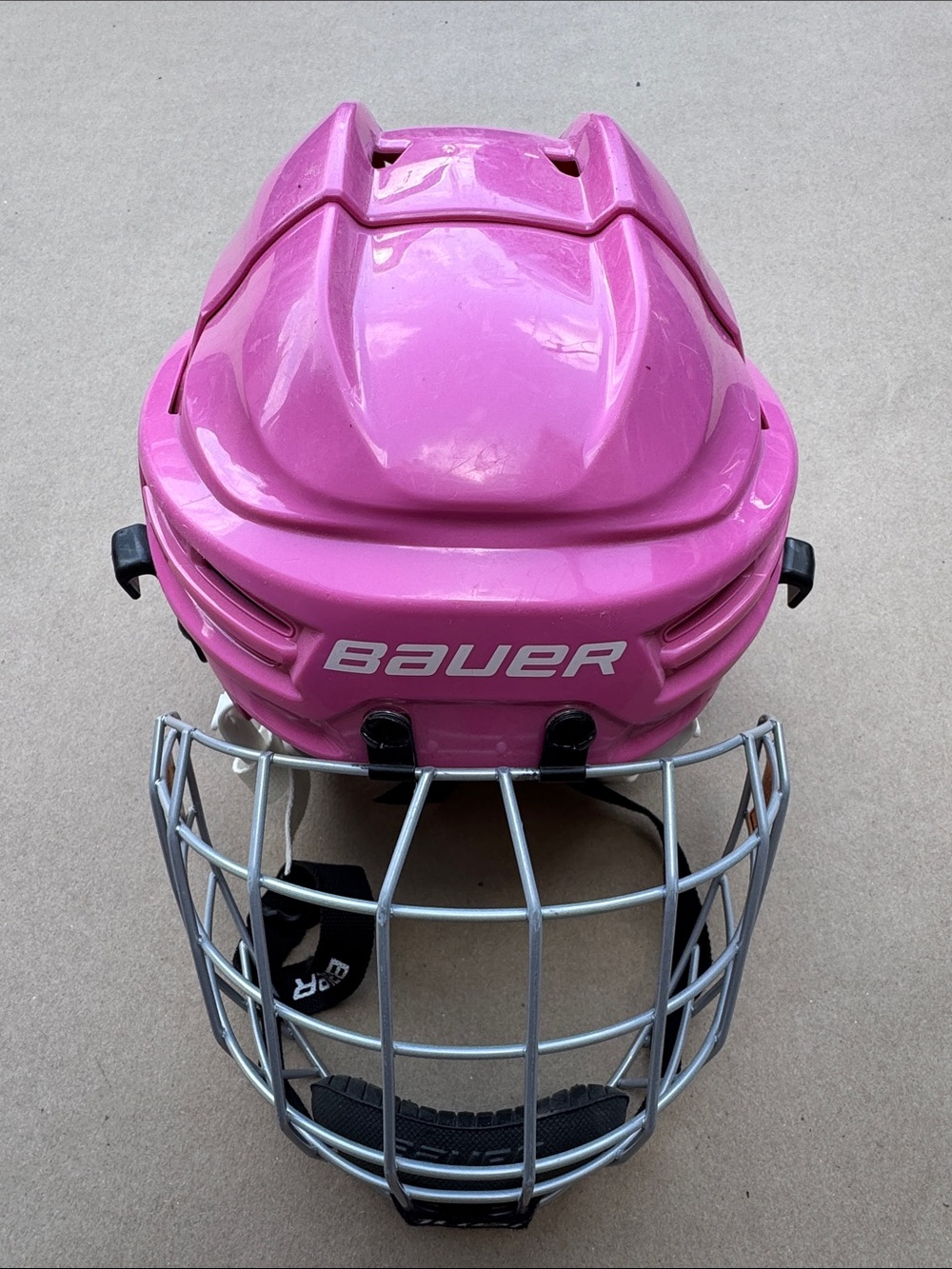 Bauer Pink Hockey Helmet with Silver Cage Girls 48-53.5cm